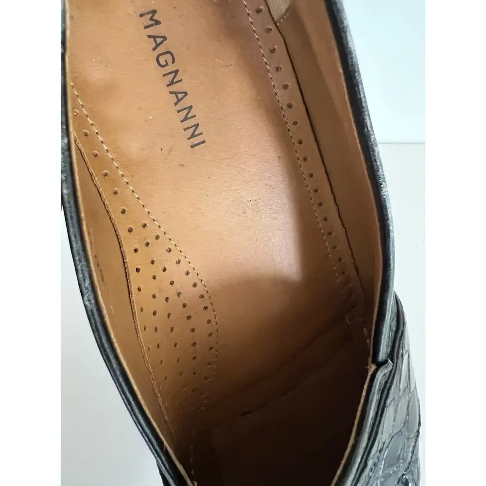 Magnanni Men's Vicente Crocodile Leather Penny Loafers Black Size 9 JL